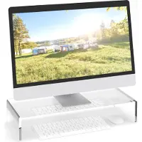 Relaxdays Support pour moniteur, Réhausseur pour moniteur, Transparent