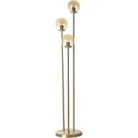 Opviq , Lampe sur pied Judy 3, effet vieilli, abat-jour en verre, corps en métal, couleur ambre, dimensions : 150 x 30 x 30 cm