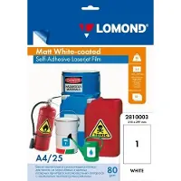 Lomond PET Laserjet Film Self Adhesive White-coated Matte A4, 25 sheets (A4, 25 pcs), Papier photo, Blanc
