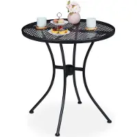 Relaxdays Table de jardin noire ronde 72,0 cm
