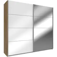 Wimex Armoire à portes coulissantes Easy Plus 180x65x210cm chêne à planches verre blanc
