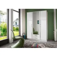 Wimex Armoire 3 portes 1 miroir + 2 tiroirs -Reproduction blanc - L 135 x P 56 x H 199 cm - TRIO
