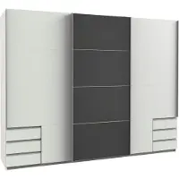 Wimex Armoire suspendue Valencia Armoire 270x65x210cm Finition au choix, blanc / gris verre, 270cm