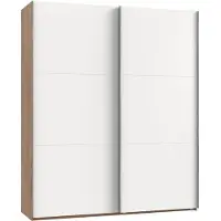Fresh To Go Armoire à portes coulissantes Level, 200 cm, chêne planches, blanc