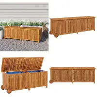 vidaXL Coffre de jardin avec roulettes 150x50x58 cm bois massif acacia - Coffre de jardin - Coffres de jardin - Outdoor Truhe - Garten Aufbewahrungsbox