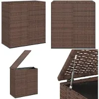 vidaXL Coffre à coussins en rotin PE 100x49x103,5 cm Marron - Coffre à coussins - Coffre à coussins - Coffre de jardin - Coffre à coussins en rotin PE