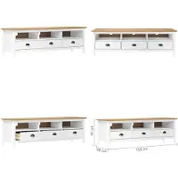 vidaXL Armoire TV Hill Blanc 158x40x47 cm Pin massif - Armoire TV - Meubles TV - Sideboard
