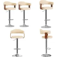 vidaXL Tabouret de bar 2 pcs. en bois courbé crème et simili cuir - tabouret de bar - tabouret de comptoir - tabouret de bar
