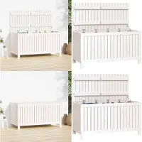 vidaXL Coffre de jardin Blanc 121x55x64 cm Pin massif - Coffre de jardin - Coffres de jardin - Boîte de rangement de jardin