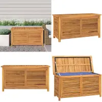 vidaXL Coffre de jardin avec housse 114 x 50 x 58 cm en teck massif - Coffre de jardin - Coffres de jardin - Coffre de rangement