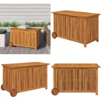 vidaXL Coffre de jardin avec roulettes 90x50x58 cm bois massif acacia - Coffre de jardin - Coffres de jardin - Outdoor Truhe - Garten Aufbewahrungsbox