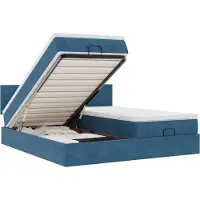 vidaXL Lit ottoman avec matelas & LED bleu foncé 200x200 cm velours