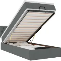 vidaXL Lit ottoman avec matelas & LEDs gris foncé 100x200 cm Tissu