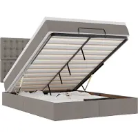 vidaXL Ottoman-lit avec matelas & LED Taupe 140x200 cm Tissu