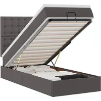 vidaXL Lit ottoman avec matelas Gris 90x190 cm Similicuir