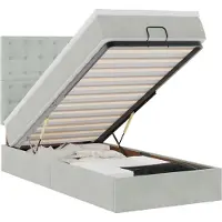 vidaXL Lit ottoman avec matelas & LED gris clair 90x200 cm velours