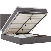vidaXL Lit ottoman avec matelas & LEDs Gris 140x200 cm Similicuir