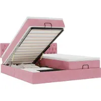 vidaXL Ottoman-lit avec matelas & LED rose 180x200 cm velours