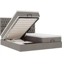 vidaXL Ottoman-lit avec matelas & LED Taupe 180x200 cm Tissu