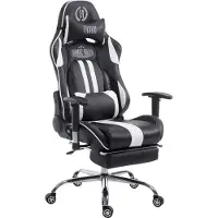 CLP Chaise de bureau Racing Limit avec repose-pieds noir/blanc