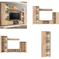vidaXL Meuble TV avec luminaires LED Chêne Sonoma - Meubles muraux - Armoire TV - Armoires TV