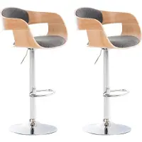 CLP - Ensemble de 2 tabourets de bar Kingston, revêtus de tissu, pivotants et réglables en hauteur | Couleur : naturel/gris clair