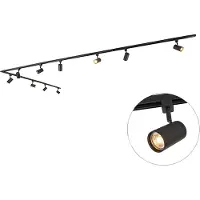 QAZQA Système d'éclairage sur rail intelligent noir monophasé à 10 spots avec WiFi GU10 - Iconic Jeana
