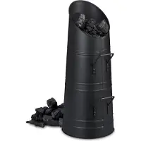 Merkloos seau à charbon 12 litres - seau à pellets avec 2 poignées - poubelle à charbon en métal - noir