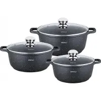 KINGHOFF Ensemble de Casseroles KH-1606 Fonte Marbrée 3 Pièces