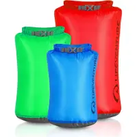Lifeventure Ultralight Dry Bag Multipack, bleu, vert et rouge