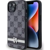 DKNY DKHCP14SPCPTSSK iPhone 14 / 15 / 13 6.1" czarny/black hardcase Leather Checkered Mono Pattern & (Apple iPhone 13, Apple iPhone 14, Apple iPhone 15), Coque pour téléphone portable, Noir