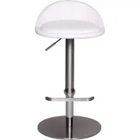 FineBuy Tabouret de bar en acier inoxydable blanc, hauteur d'assise réglable de 54 à 79 cm, tabouret de bar avec dossier, tabouret de bistrot rembourré, tabouret de comptoir pivotant à 360°