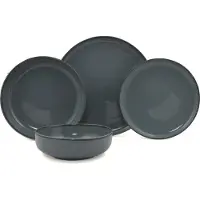 Hermia Concept Service de table Asir (16 pièces) | 100 % PORCELAINE | 24 cm - 21 cm - 20 cm - 15 cm