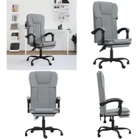 vidaXL Chaise de bureau avec fonction de couchage Gris clair Tissu - Chaise de bureau avec fonction de couchage - Chaise de bureau avec fonction de relaxation - Chaise de bureau