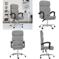 vidaXL Chaise de bureau avec fonction de couchage Gris clair Tissu - Chaise de bureau avec fonction de couchage - Chaise de bureau avec fonction de relaxation - Chaise de bureau