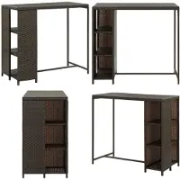 vidaXL Table de bar avec étagère Marron 120x60x110 cm Poly rotin - Table haute - Table de bar - Tables de bar