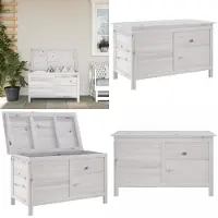 vidaXL Coffre de jardin blanc 99x49,5x58,5 cm Sapin massif - Coffre de jardin - Coffres de jardin - Boîte de rangement extérieur - Boîte à coussins extérieure