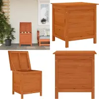 vidaXL Coffre de jardin Marron 50x49x56,5 cm Sapin massif - Coffre de jardin - Coffres de jardin - Boîte de rangement extérieur - Boîte à coussins extérieure