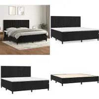 vidaXL Lit boxspring avec matelas noir 200x200 cm velours
