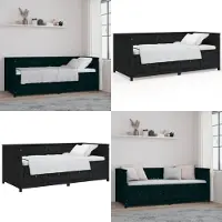 vidaXL Lit de jour noir 90x200 cm pin massif - Lit de jour - Lits de jour - Lit de jour en bois - Lit de jour en bois massif