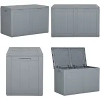 vidaXL Boîte de rangement de jardin 180 L Gris PP Rotin - Boîte de rangement de jardin - Boîte à poussière - Boîtes à poussière
