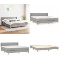 vidaXL Lit boxspring avec matelas gris clair 180x200 cm Tissu