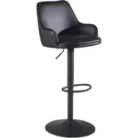 FineBuy Tabouret de bar en similicuir noir Tabouret avec dossier 86 106 cm Tabouret de cuisine Réglable en hauteur Moderne 100 kg Chaise de bar Tabouret de comptoir avec métal