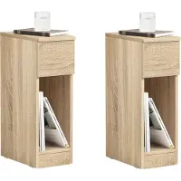 SoBuy Table de nuit avec tiroir - Lot de 2 - Table d'appoint - Marron clair - 20x60x35cm - FBT111-Nx2