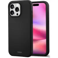 Sign Étui en silicone liquide pour iPhone 16 Pro Max - Noir (Apple iPhone 16 Pro Max), Coque pour téléphone portable, Noir