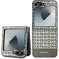 DKNY DKHCZF6PSOSPW Z Flip6 F741 brązowy/brown Repeat Pattern Bottom Stripe (Samsung Galaxy Z Flip6, Samsung Galaxy Z Flip7 FE), Coque pour téléphone portable, Marron