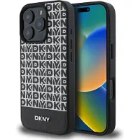 DKNY Repeat Pattern Bottom Stripe Case (Apple iPhone 16 Pro), Coque pour téléphone portable, Blanc