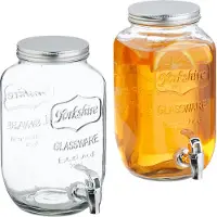 Relaxdays 2x distributeurs à boissons, Distributeur de boissons, Argent, Transparent