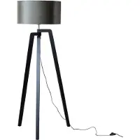 QAZQA Lampadaire noir avec abat-jour en velours vert 50 cm - Puros