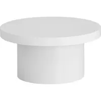 FineBuy Table basse blanche brillante 60 cm ronde – petite table de salon design élégante, table basse au design moderne en forme de champignon avec surface lisse
